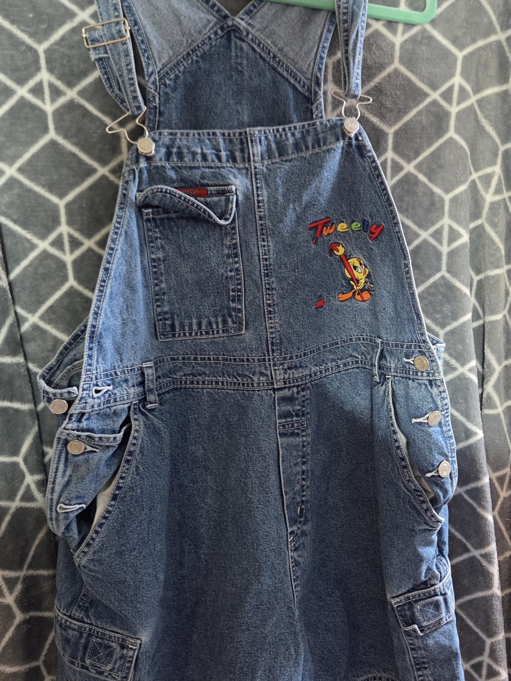 Source Unknown Blue Denim Tweety Overalls Jumpsuit